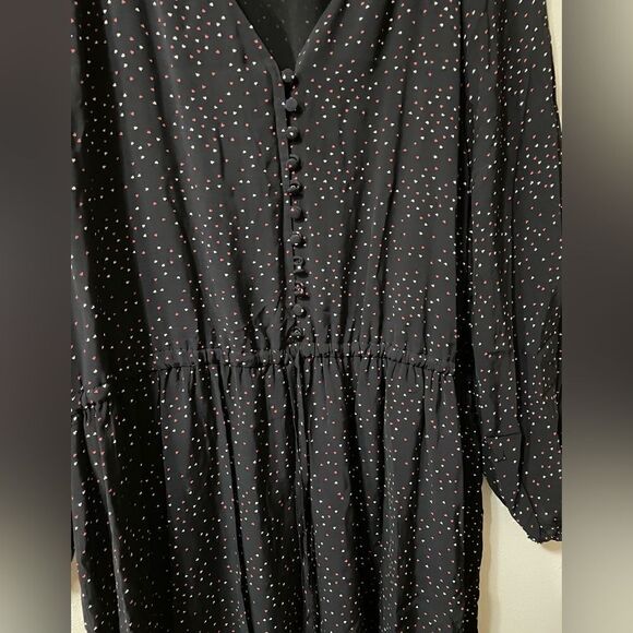 Joie Black Assymetric Hem Ruffled Midi Dress With Hearts Large - Picture 6 of 9